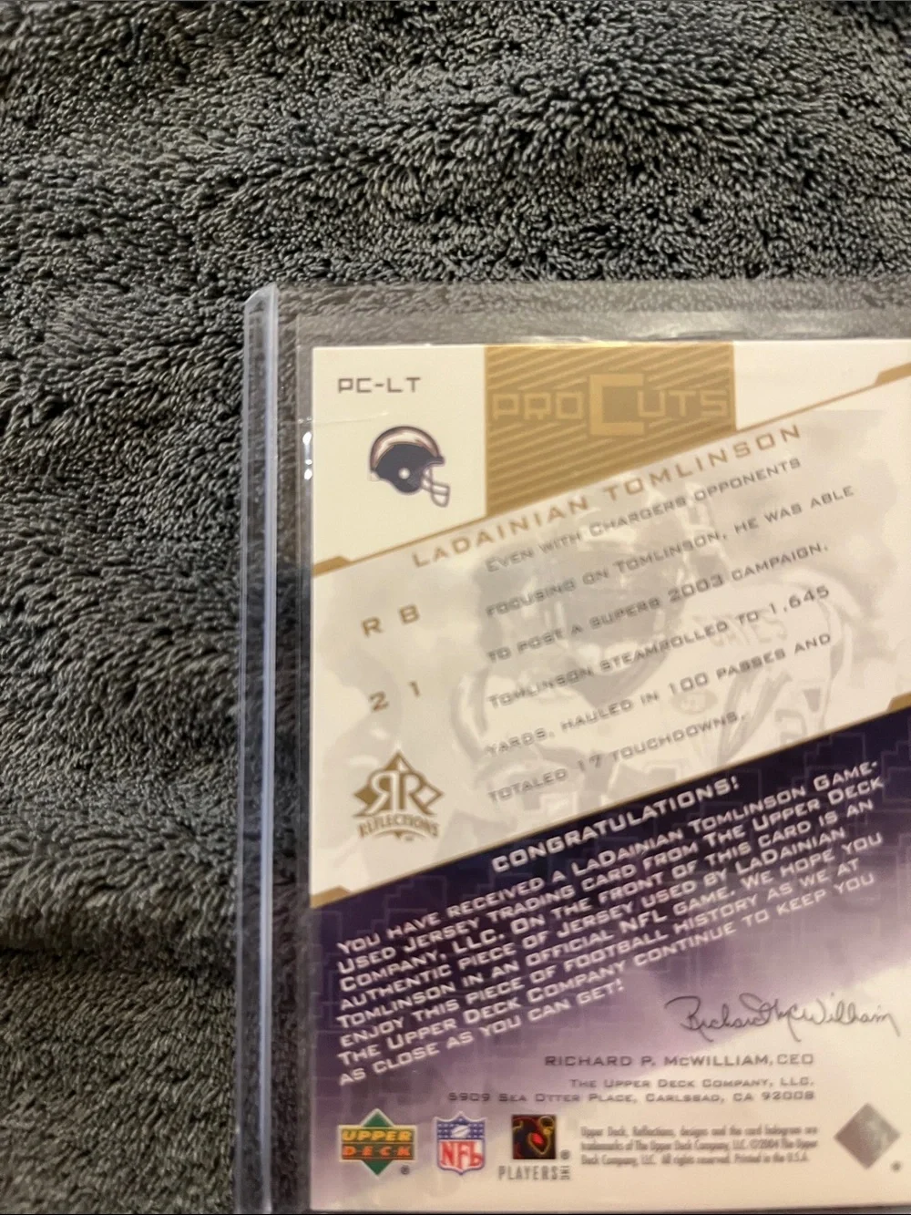 2004 upper deck reflections - Pro cut jerseys LaDainian Tomlinson #PC-LT